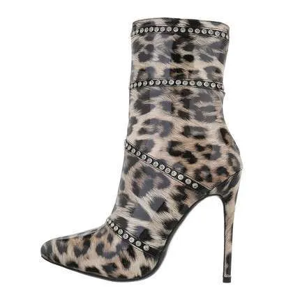 Sasha Gloss PU Leopard Print Boot
