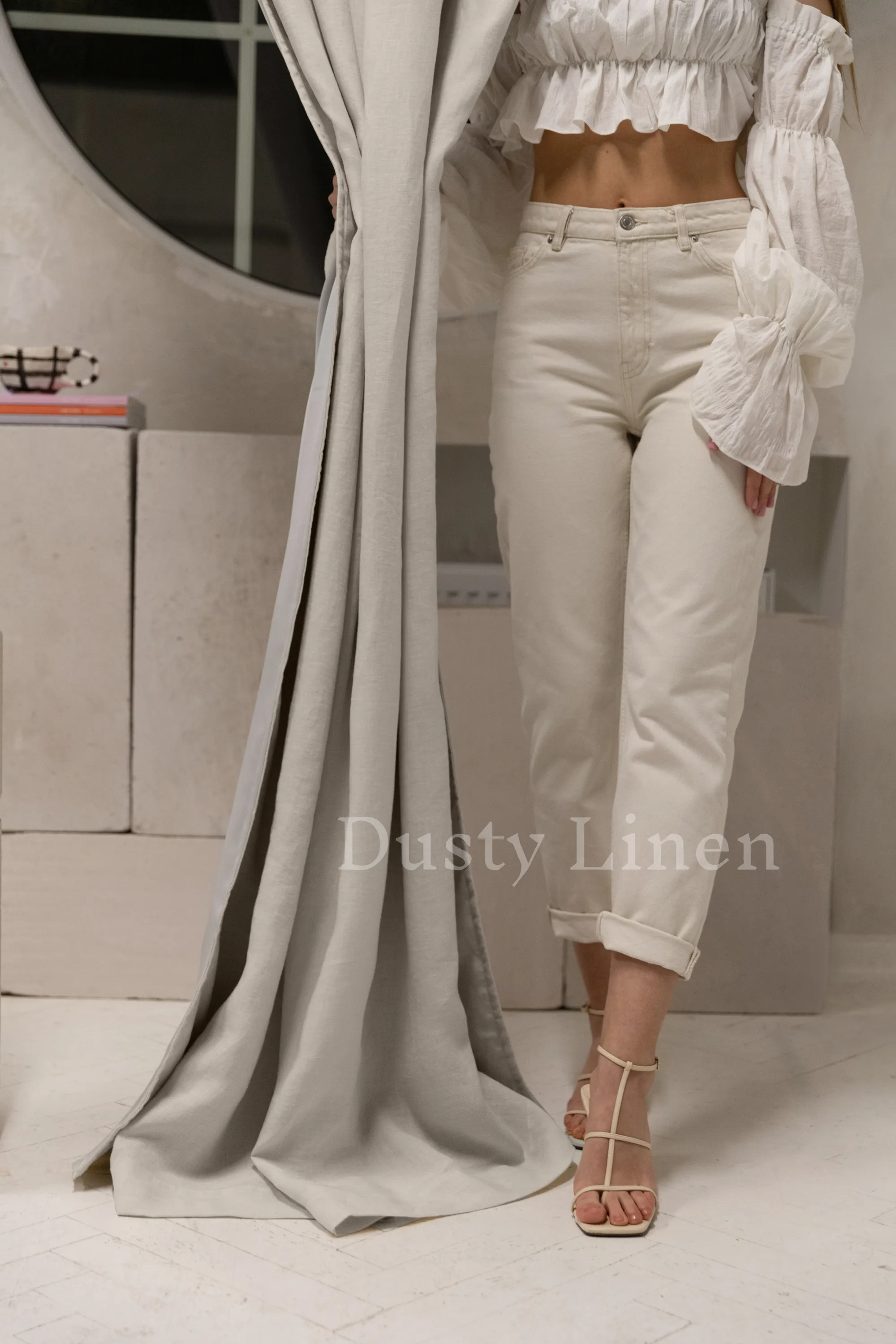 Set of 2 blackout linen curtains in Cream