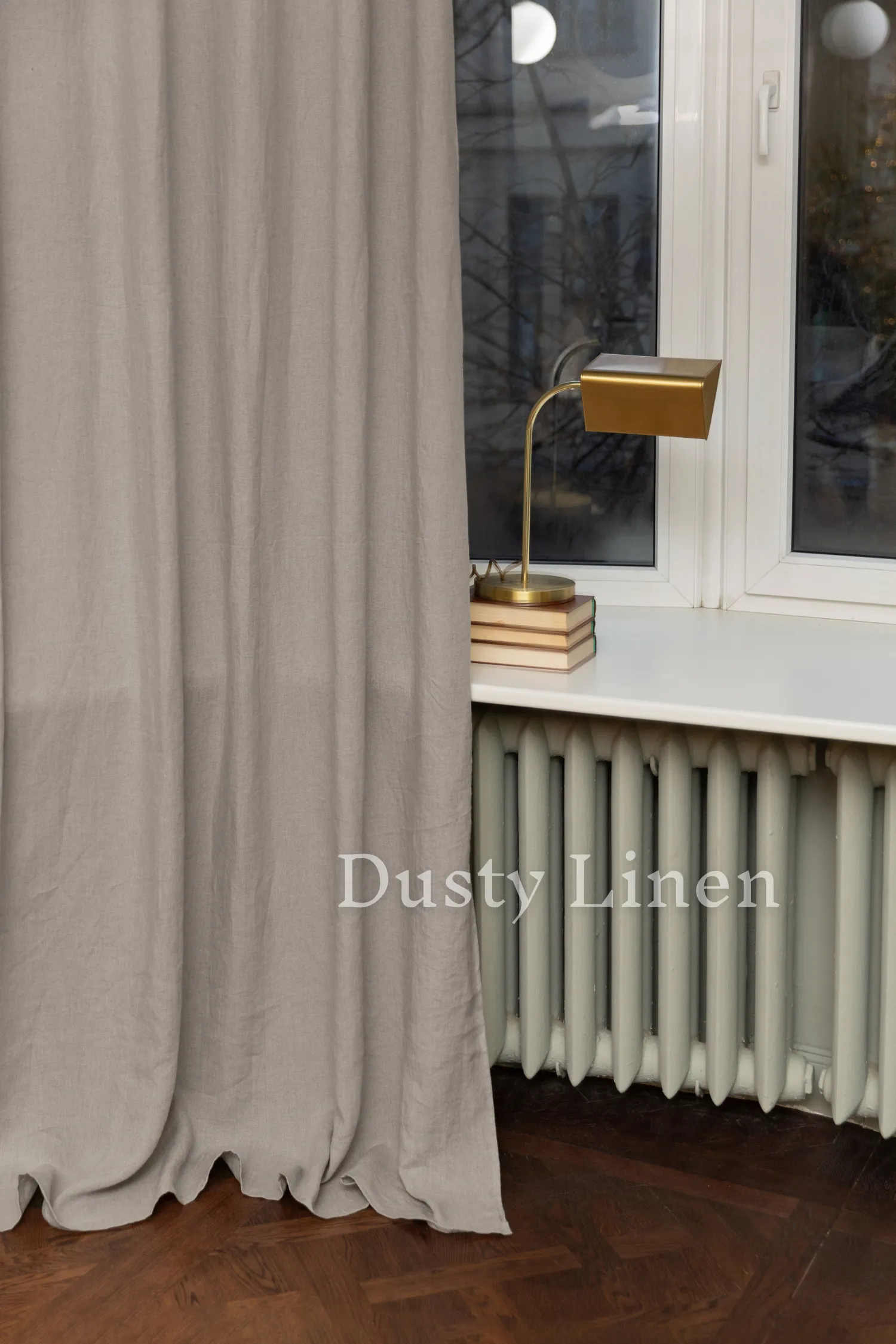 Set of 2 linen curtains (Density: 175 g/m2) in Natural color