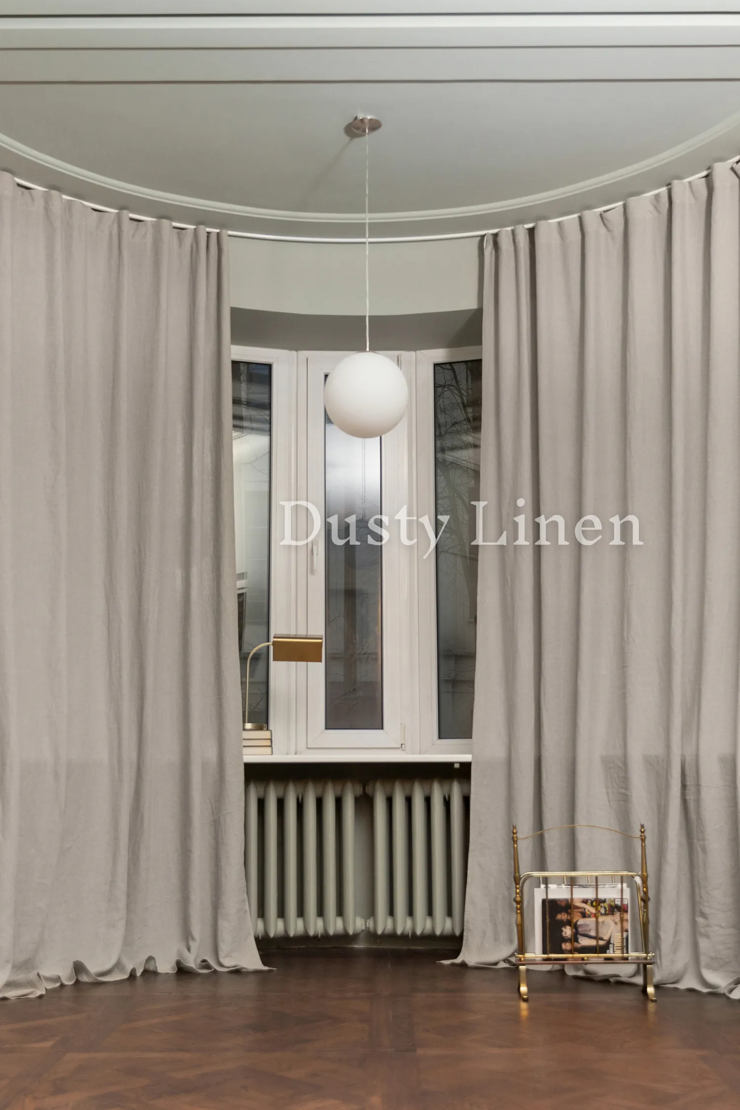 Set of 2 linen curtains (Density: 175 g/m2) in Natural color
