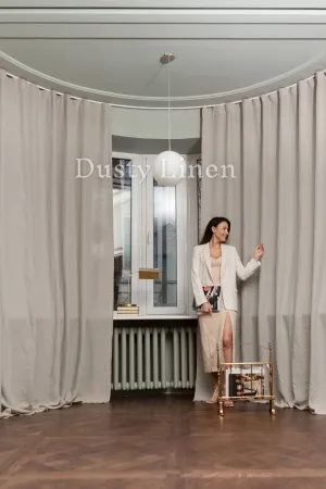 Set of 2 linen curtains (Density: 175 g/m2) in Natural color