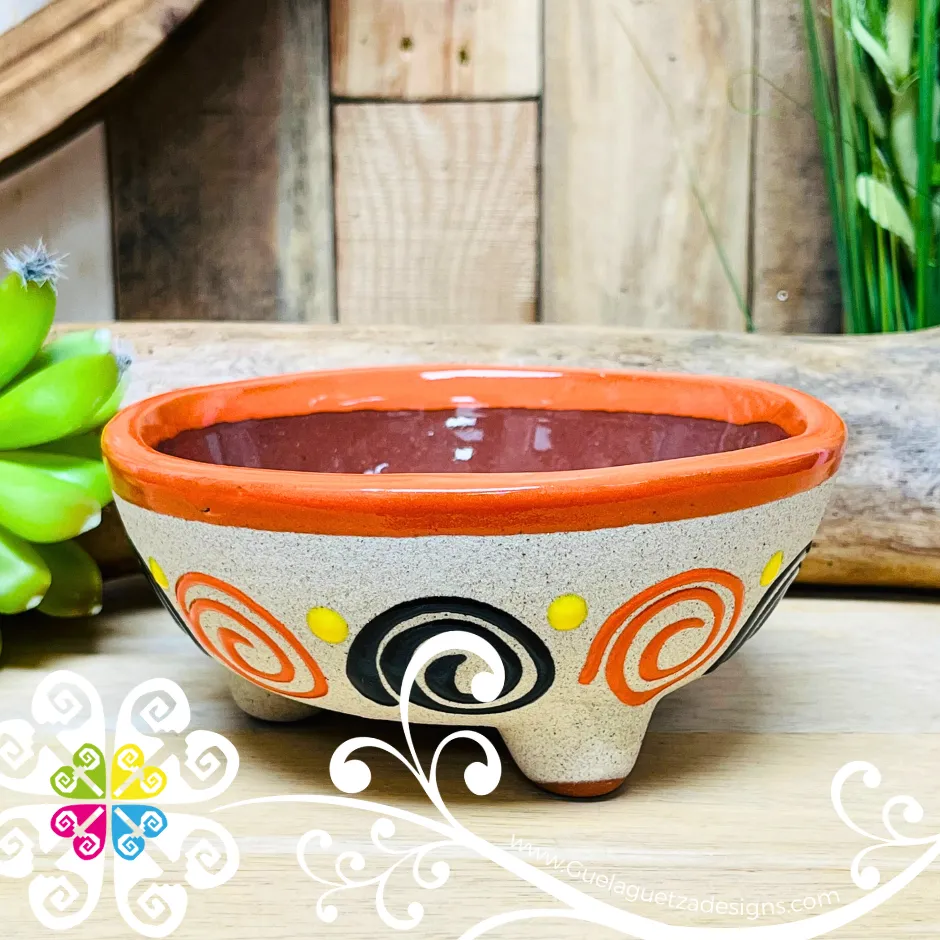 Set of 4 Multicolor Medium Molcajete Barro - Mexican Kitchen