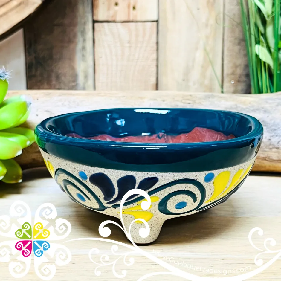 Set of 4 Multicolor Medium Molcajete Barro - Mexican Kitchen
