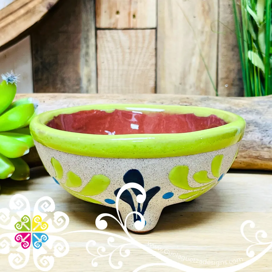 Set of 4 Multicolor Medium Molcajete Barro - Mexican Kitchen