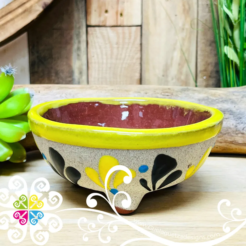Set of 4 Multicolor Medium Molcajete Barro - Mexican Kitchen