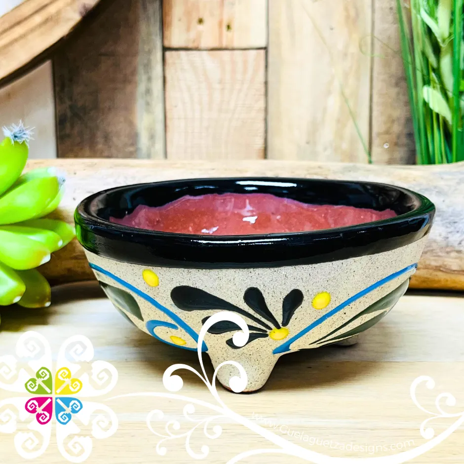 Set of 4 Multicolor Medium Molcajete Barro - Mexican Kitchen
