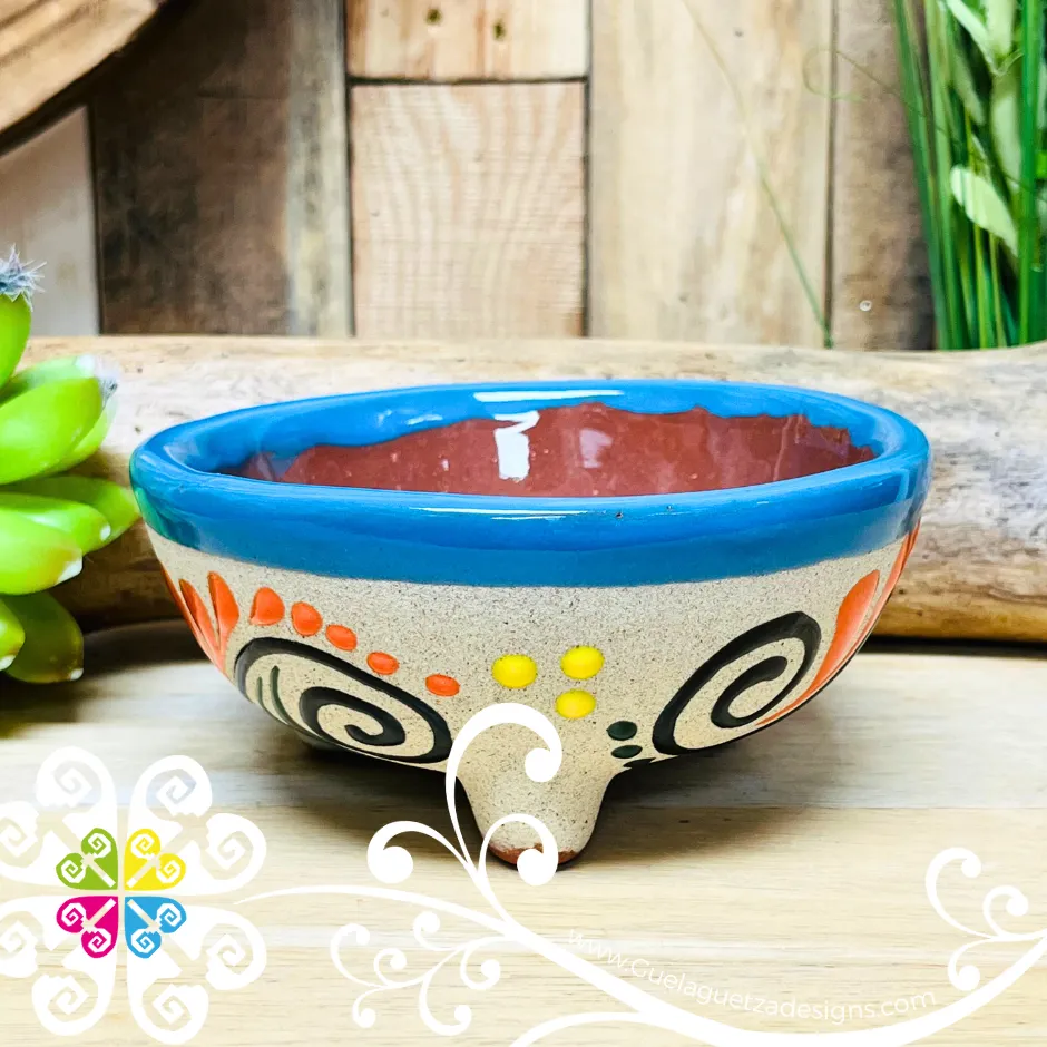 Set of 4 Multicolor Medium Molcajete Barro - Mexican Kitchen