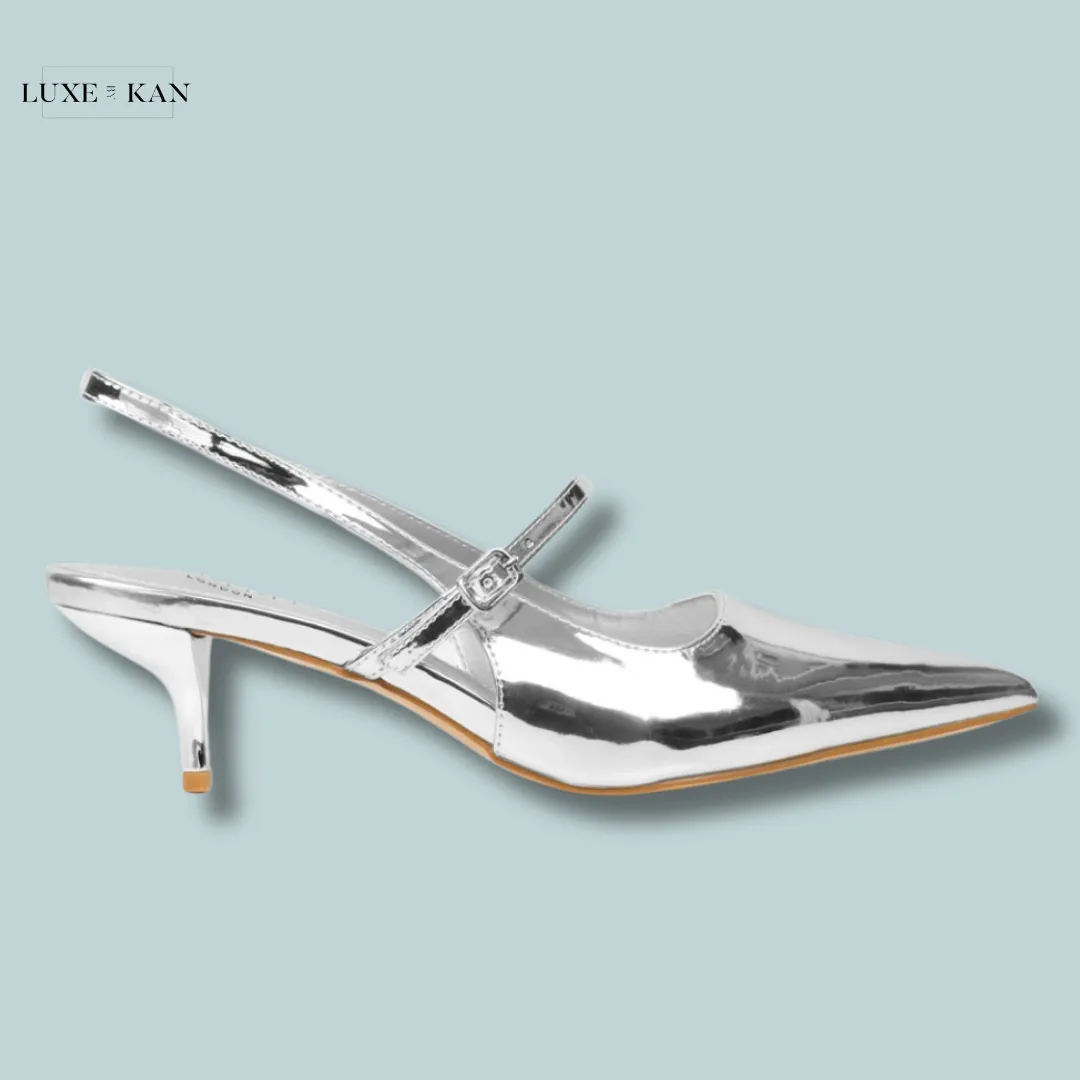SIMMI SHOES AIRLEA PATENT SLING BACK COURT SHOES