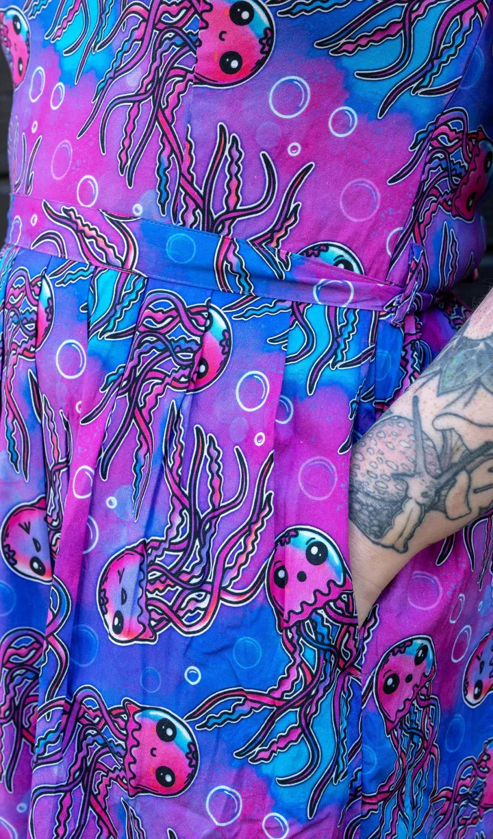 SIZE 8* Jellyfish Stretch Belted Tea Dress with Pockets