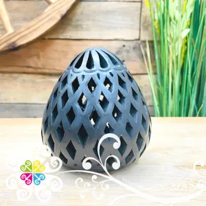 Small Oval Candle Holder - Barro Negro Oaxaca