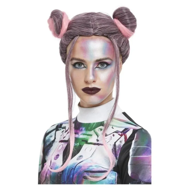 Space Buns Wig, Black & Pink