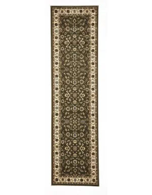 Sydney Classic Runner Green with Ivory Border Runner Rug