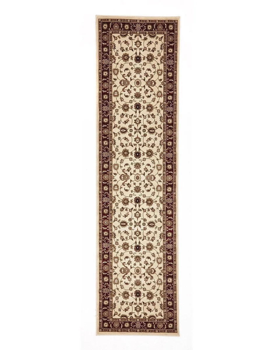 Sydney Classic Runner Ivory with Red Border Runner Rug