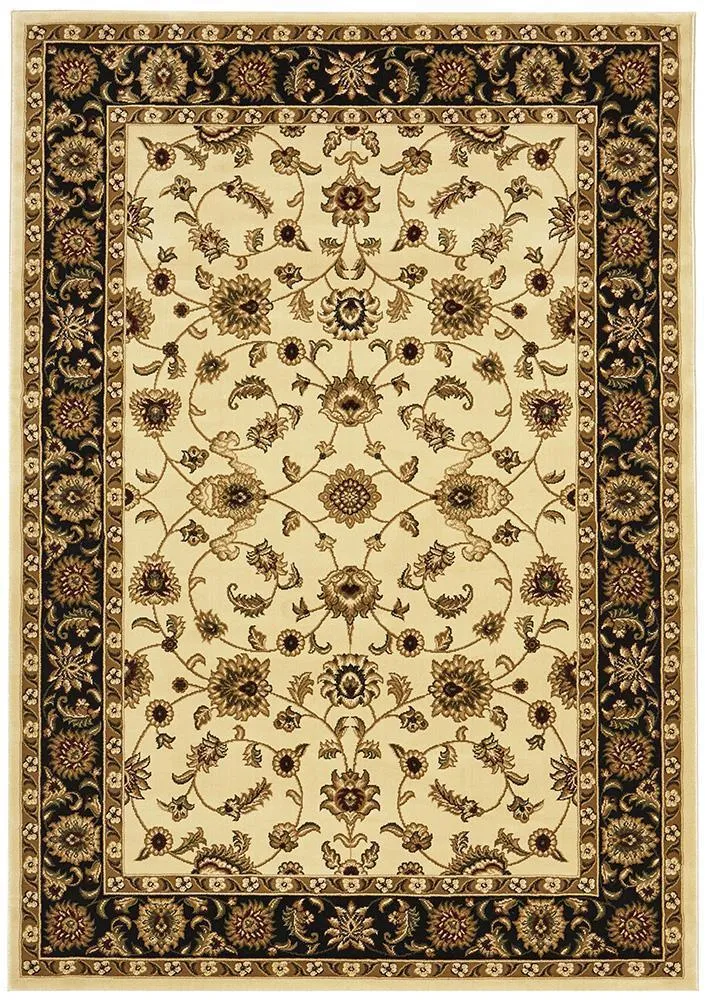 Sydney Collection Classic Rug Ivory with Black Border