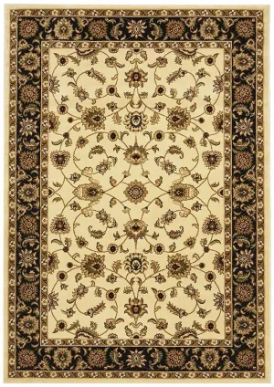 Sydney Collection Classic Rug Ivory with Black Border