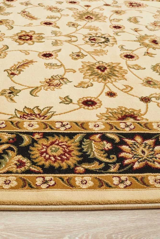 Sydney Collection Classic Rug Ivory with Black Border