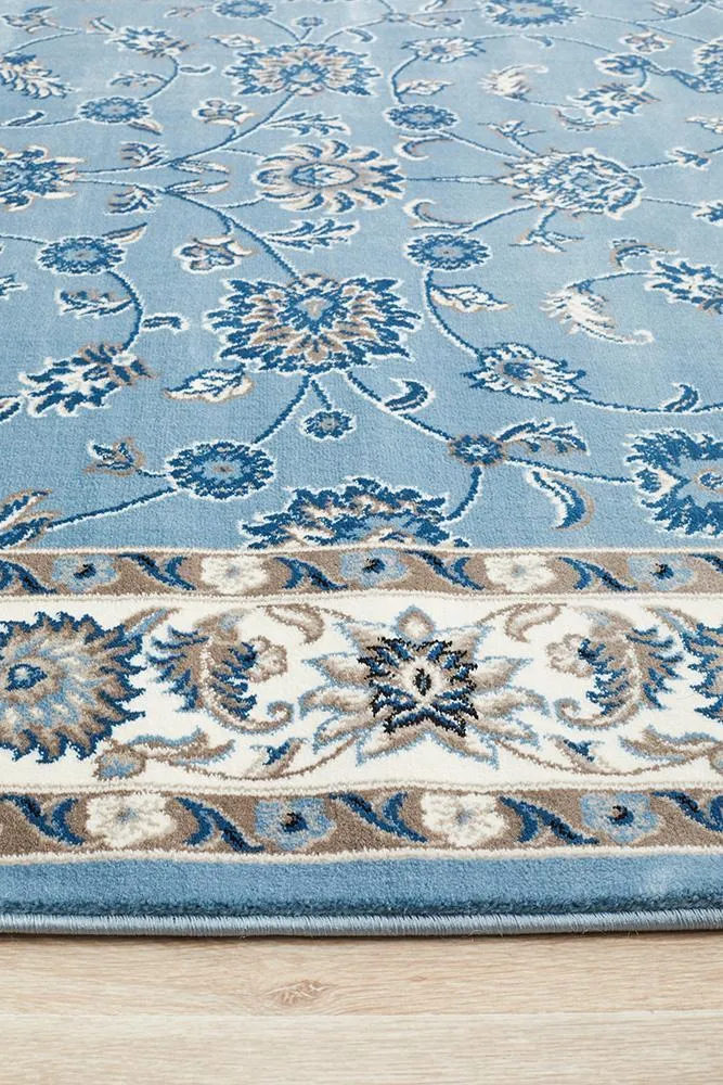 Sydney Collection Classic Rug Sky Blue with Blue Border