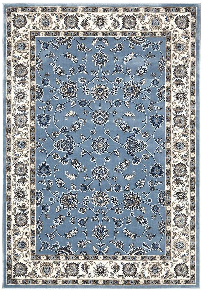 Sydney Collection Classic Rug Sky Blue with Blue Border