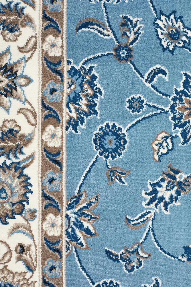 Sydney Collection Classic Rug Sky Blue with Blue Border