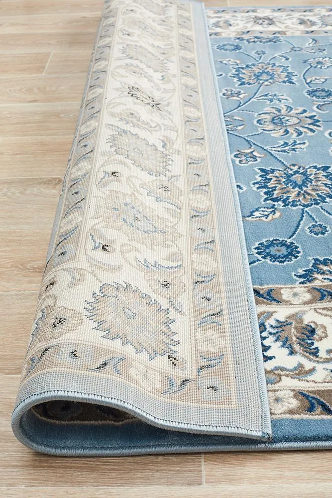 Sydney Collection Classic Rug Sky Blue with Blue Border