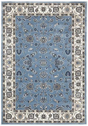 Sydney Collection Classic Rug Sky Blue with Blue Border