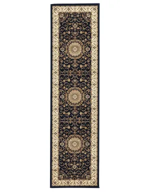 Sydney Medallion Runner Blue with Ivory Border Runner Rug