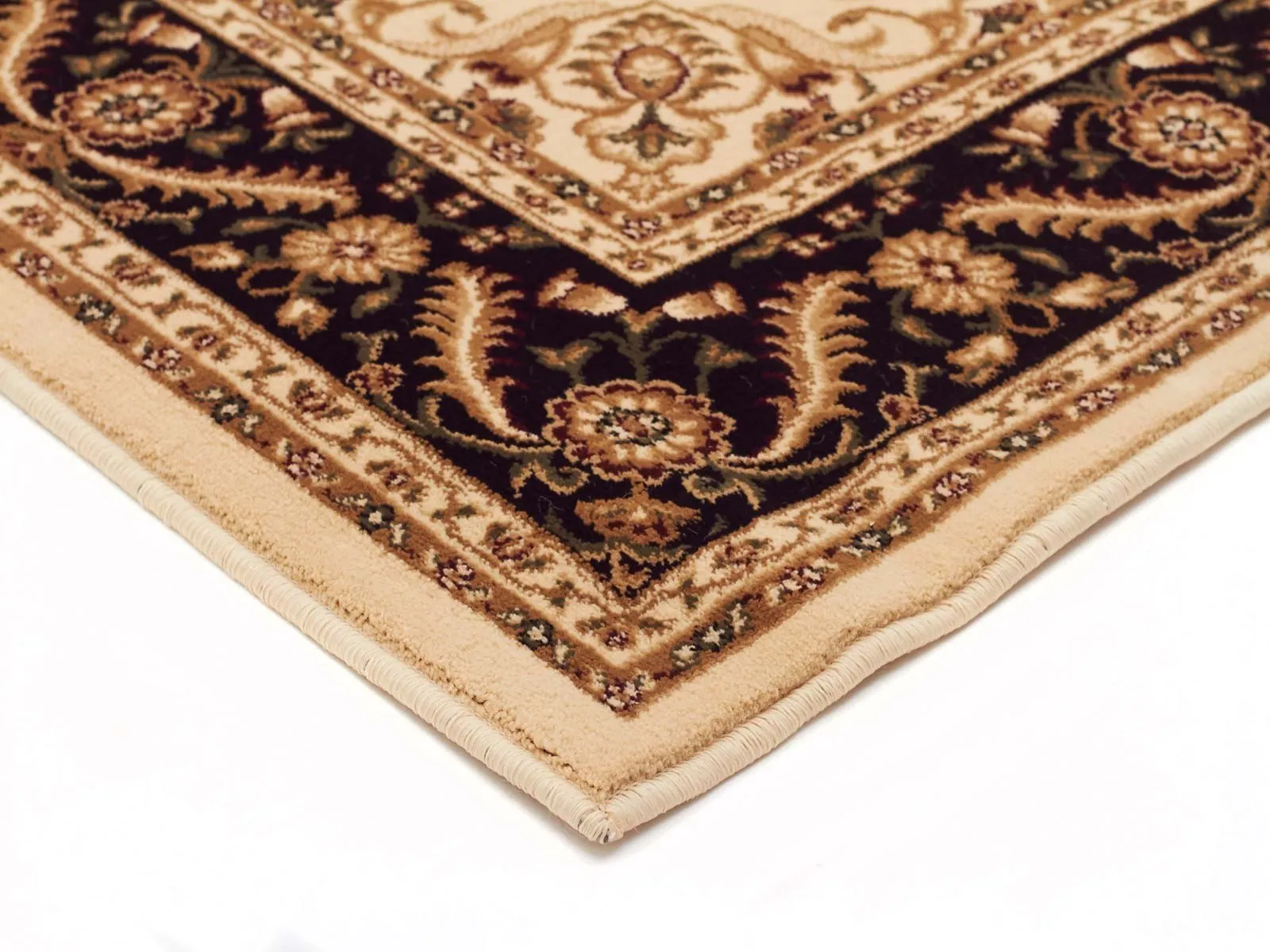 Sydney Medallion Runner Ivory with Black Border Runner Rug