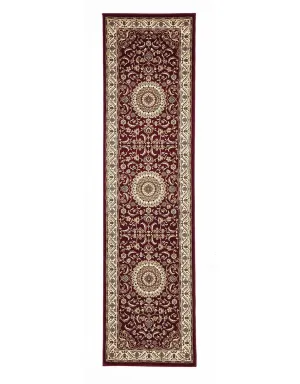 Sydney Medallion Runner Red with Ivory Border Runner Rug