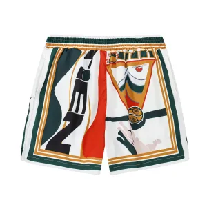 Tennis Court Print Waistband Elastic Shorts