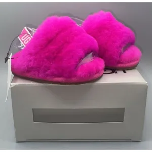 Ugg Slipper T Fluff Yeah Slide Fuchsia Shoe Toddler Size 02/03 Small 6-12 Months