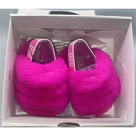 Ugg Slipper T Fluff Yeah Slide Fuchsia Shoe Toddler Size 02/03 Small 6-12 Months