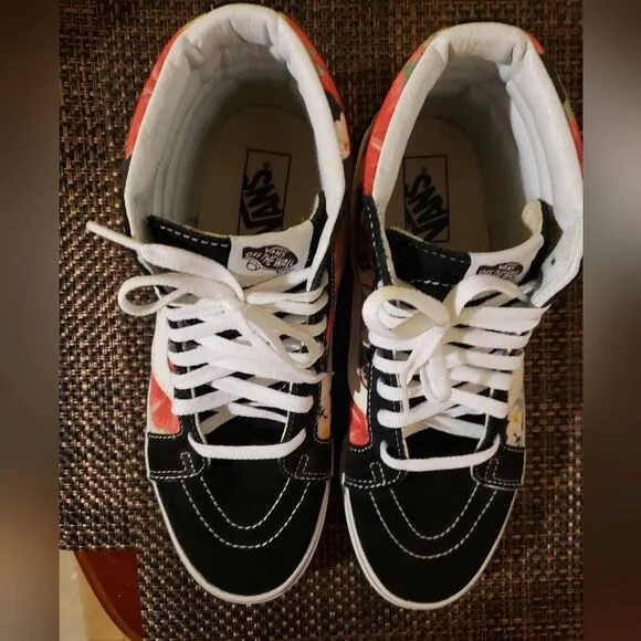 🌺🌼🌸Vans Digi Aloha Black Floral Sk8-Hi Sneaker Mens 9 W 10.5