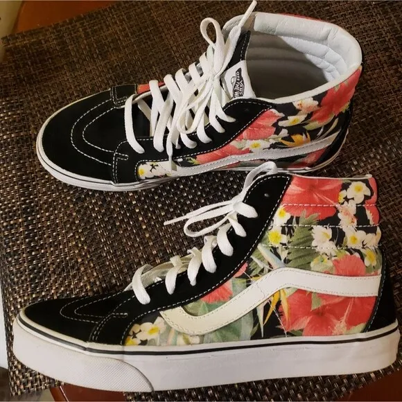 🌺🌼🌸Vans Digi Aloha Black Floral Sk8-Hi Sneaker Mens 9 W 10.5