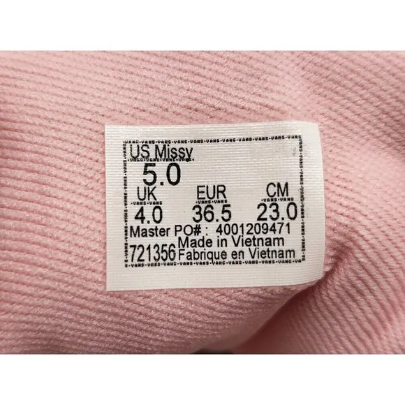 Vans Girls Doheny Rainbow Powder Pink White Shoes Missy Size 5
