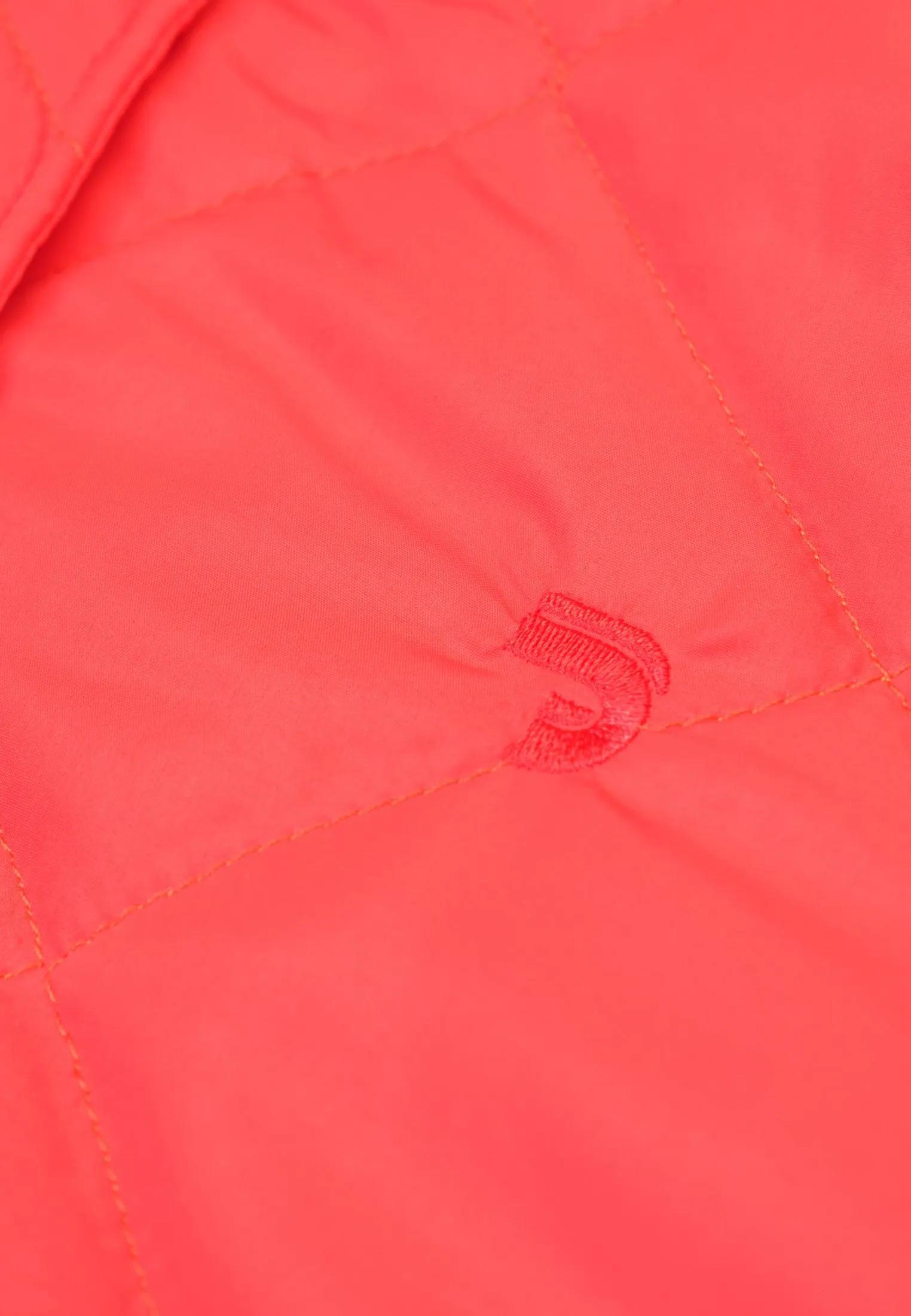 Veste femme orange avec quadrillage façon doudoune