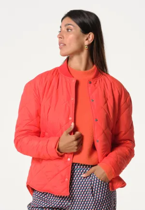 Veste femme orange avec quadrillage façon doudoune