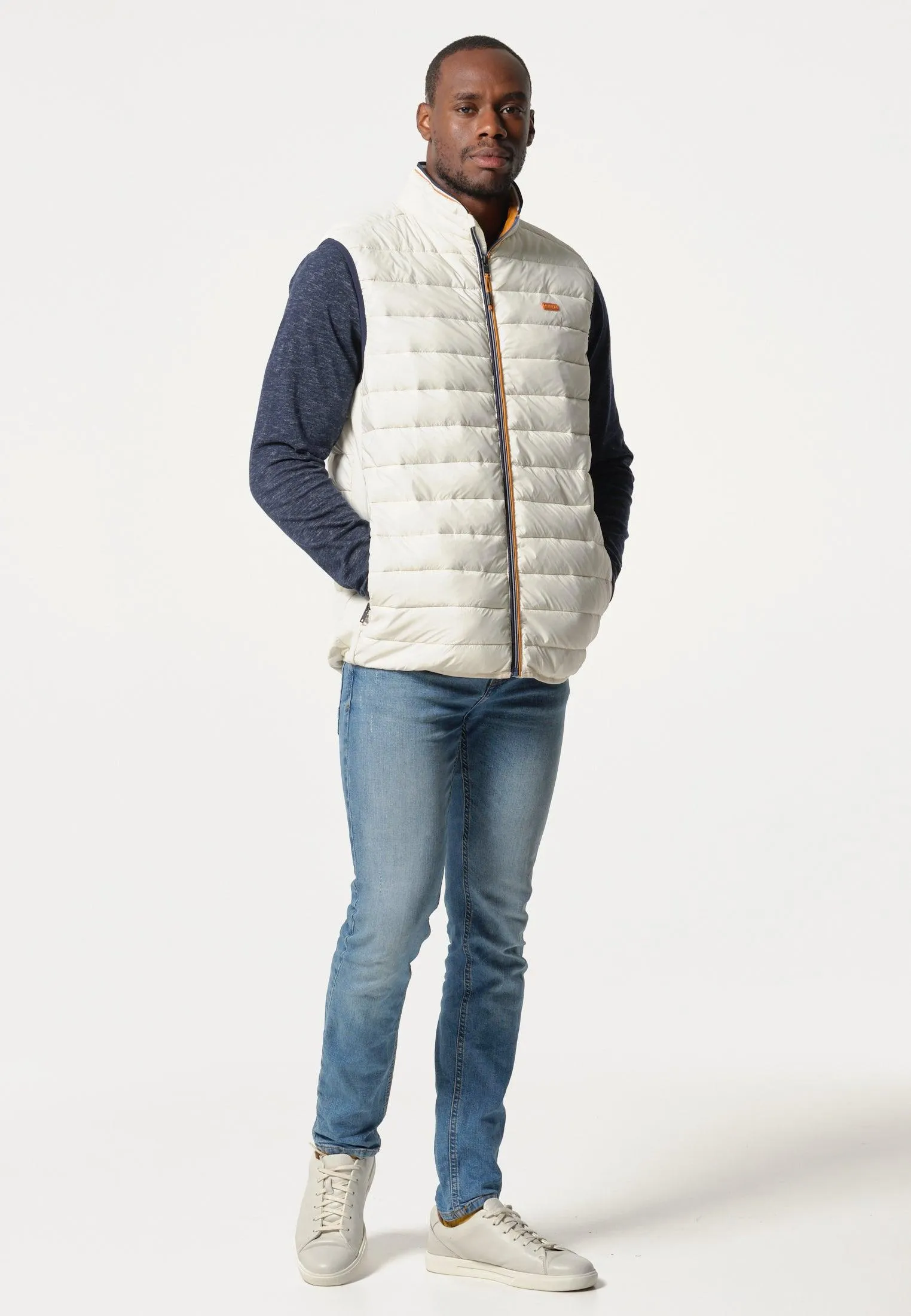 Veste homme sans manches beige façon doudoune