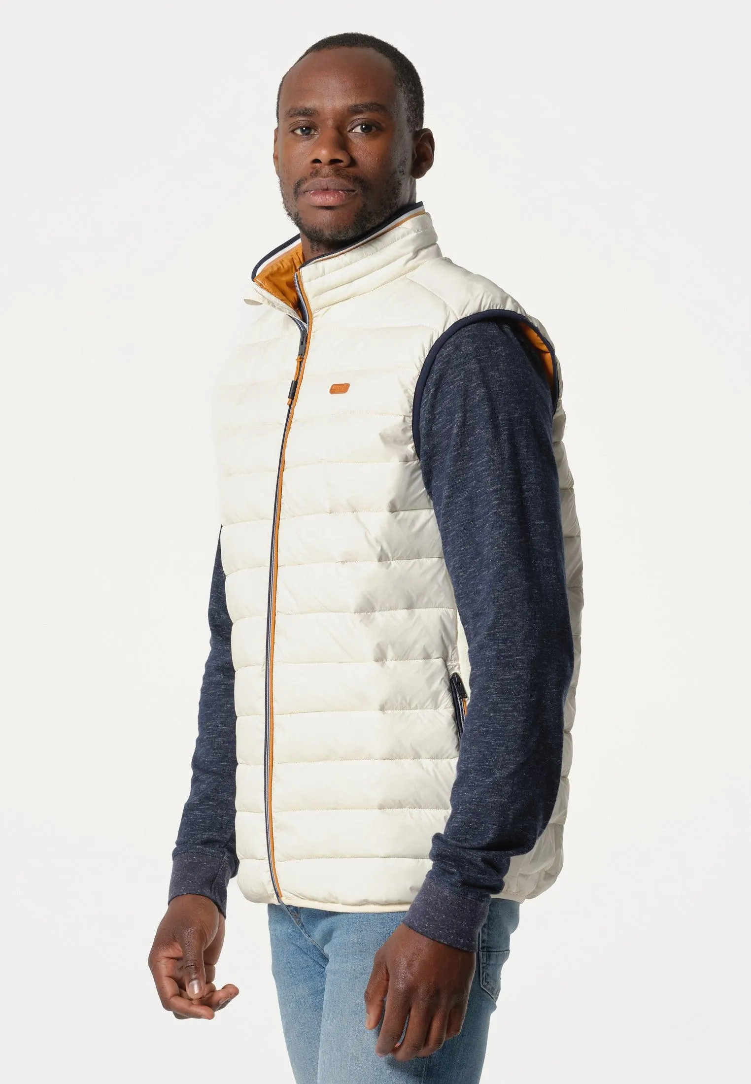 Veste homme sans manches beige façon doudoune