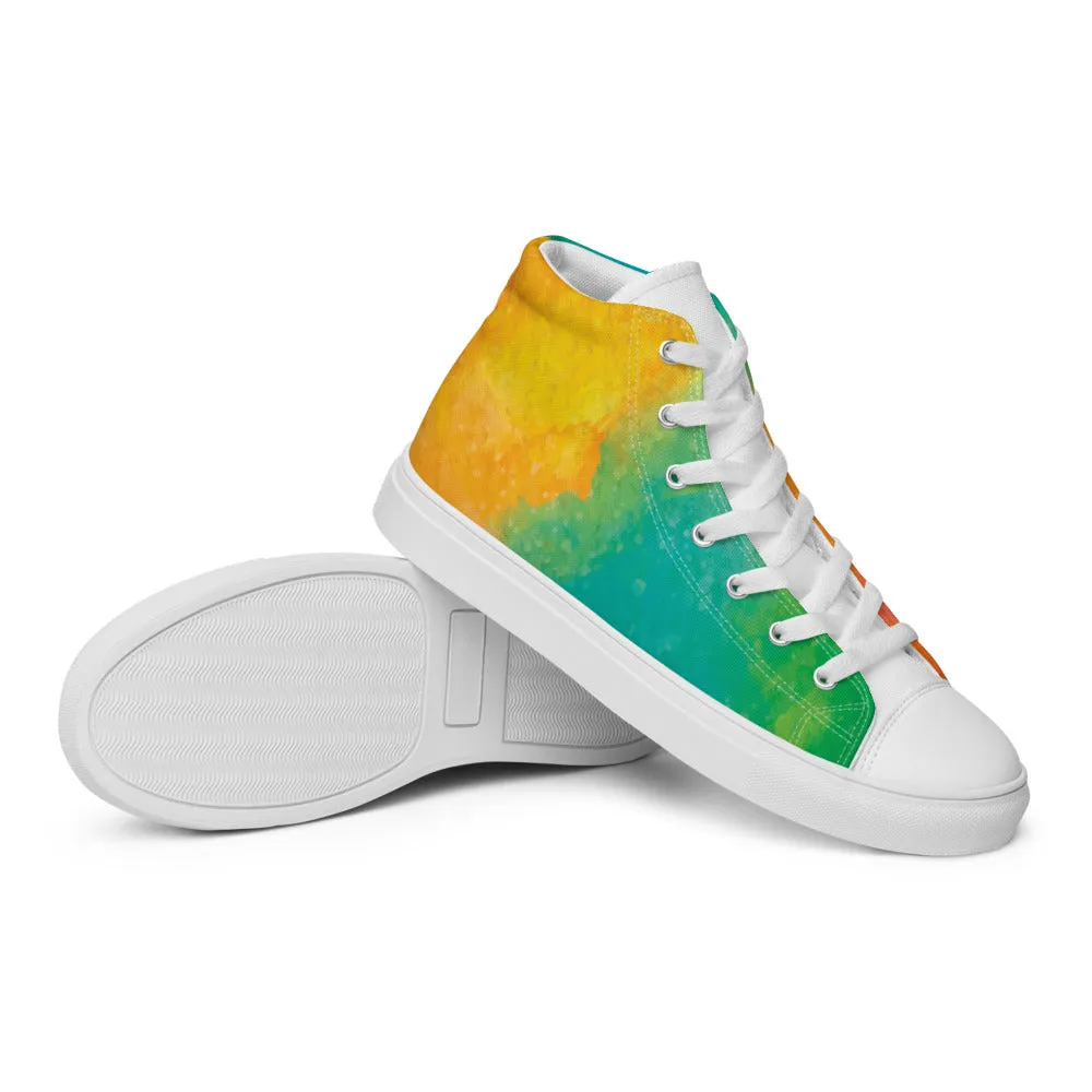 Water Color - Sustainably Made Women's  High Top Canvas Shoes