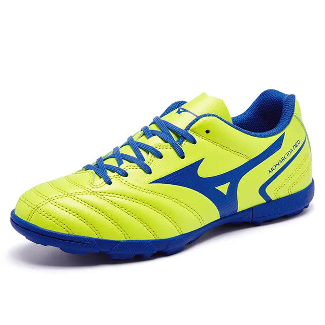 Yellow Lace-up Leather Soccer Shoes
